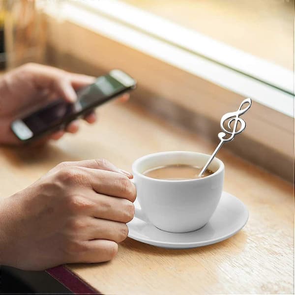 4 PIECES Dessert Spoons Decorative Music Note Stirring Spoons Coffee Spoons for Home [DB]