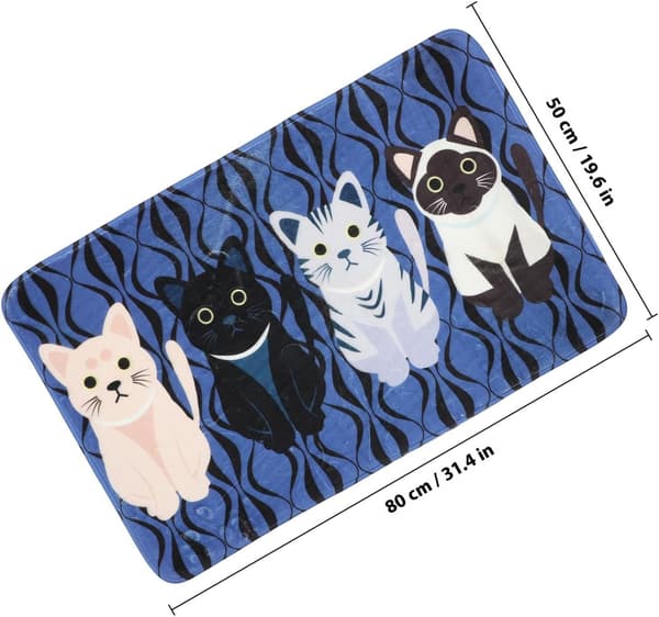 Baderomsmatte tegneserie kattemønster dørmatte 50 * 80cm polyester slitesterk vannabsorpsjon