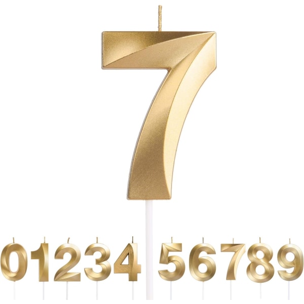 2 kpl Glitter Number -syntymäpäiväkynttilöitä, kultainen numerokynttilä, sopii syntymäpäiviin, hääpäiviin, juhliin (nro 7)