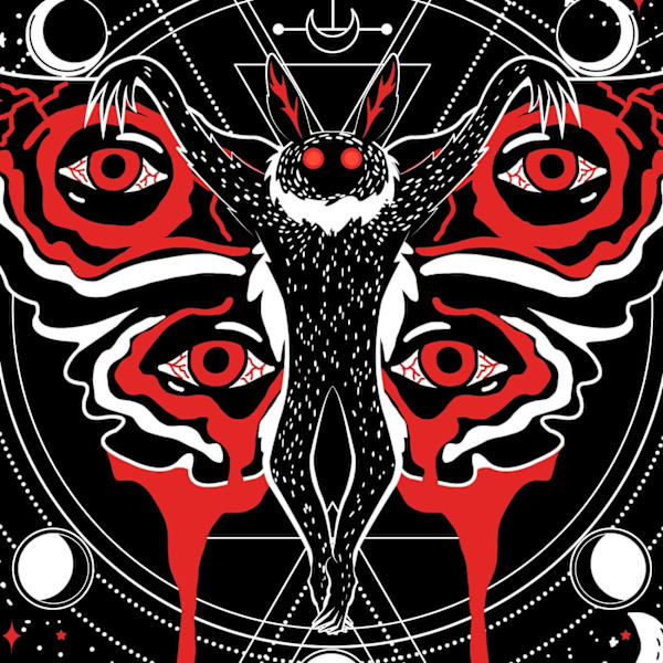 95x73CM Mothman Vægtæppe Skalle Vægtæppe Gotisk Vægtæppe Sort Rød Vægtæppe Mandala Vægtæppe til Soveværelse Stue Hjemmeindretning