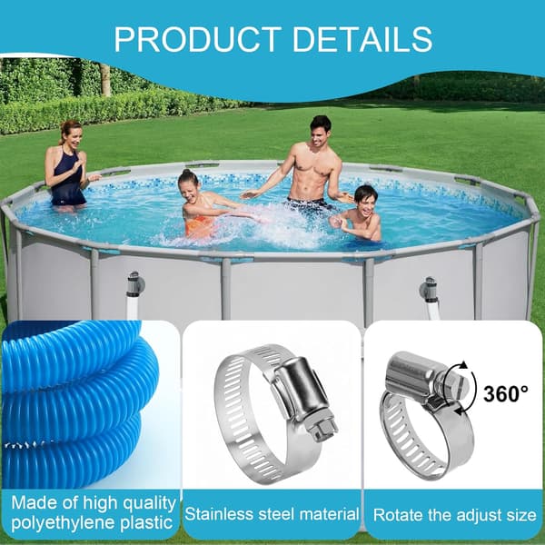 (Blå) 2 stk 32 mm poolslange, 1,5 m poolslange til tilbehør til overjordiske pools Erstatningsslange til pool