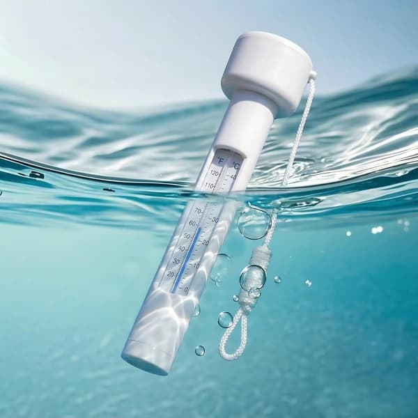 Floating Pool Thermometer with String, Large Easy-to-Read Unbreakable for Spa Hot Tub Aquarium, White