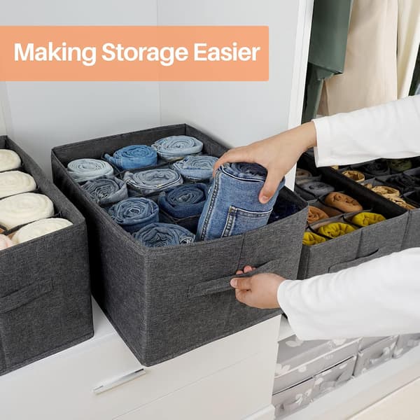 Wardrobe Storage Clothes Storage Boxes - 12 Compartment Foldable Closet Shelves Drawer Dividers for Cabinet Organization, Stackable Clothing Bins