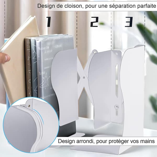 Adjustable and Sturdy Metal Bookends - Desk Organizer and Accessories for Home, School, Library