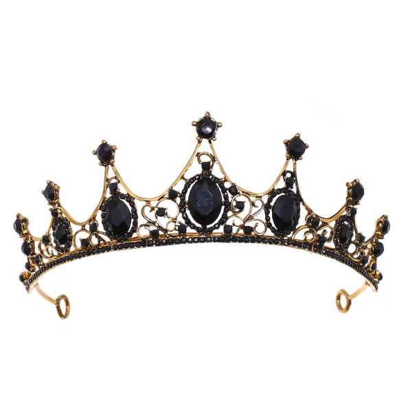 Vintage krystal tiara til kvinder Rhinestone Crown bryllup hårtilbehør (sort)