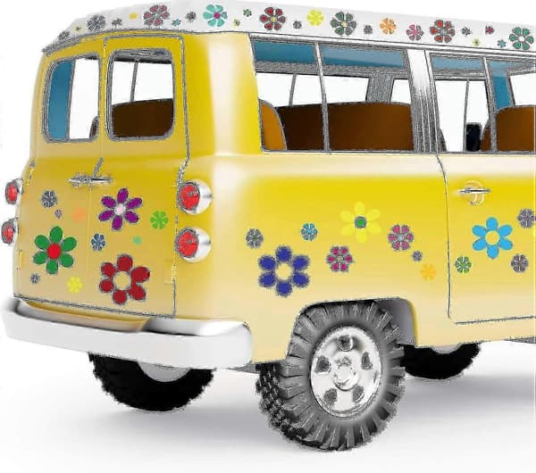 Retro kukka-autotarrat - 96 kappaletta - moniväriset vinyylitarrat
