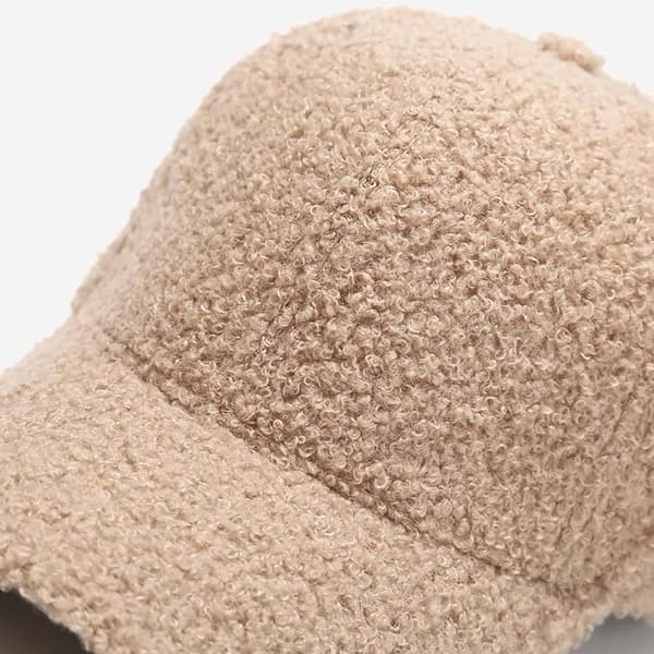 Vinterbaseballcaps for kvinner, lammeull, ensfarget, varm baseballcaps for utendørsreiser, beige, én størrelse