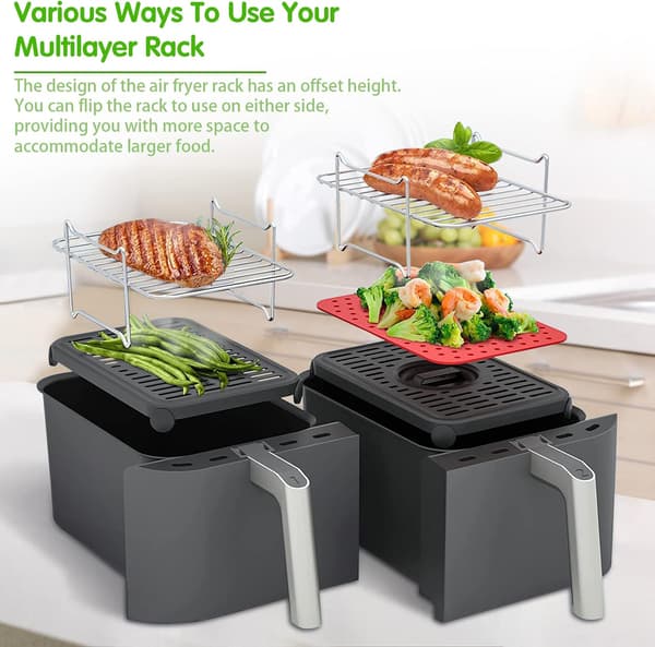 Tilbehør for Air Fryer, Doble Kurver, 304 Rustfritt Stål De
