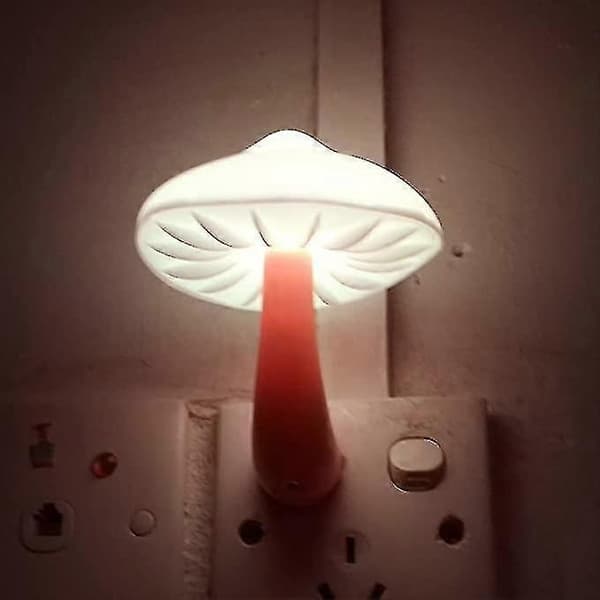 2-pakning Lyskontroll Svamp Dekorativ Nattlampe Plug-in Lyssensor Sengelampe LED-lys Bursdagsgave (gul)