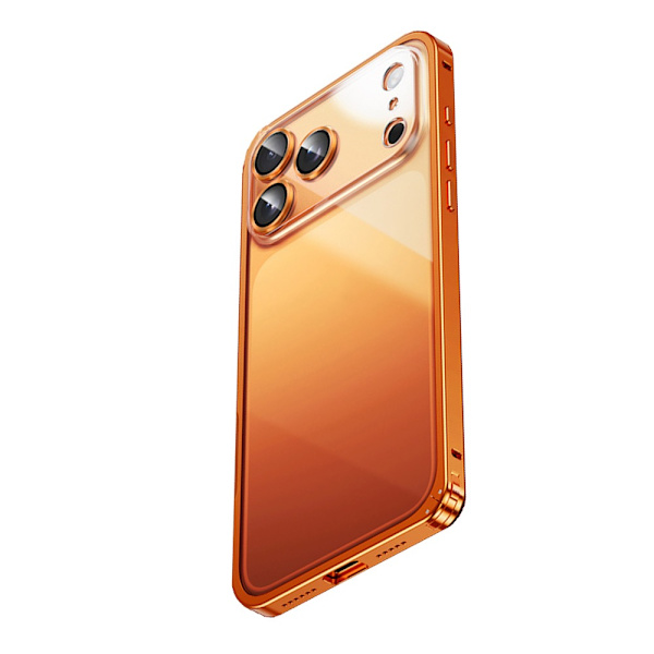 Orange Magnetic Spring Buckle Transparent Back Case Compatible with iPhone 17 Pro