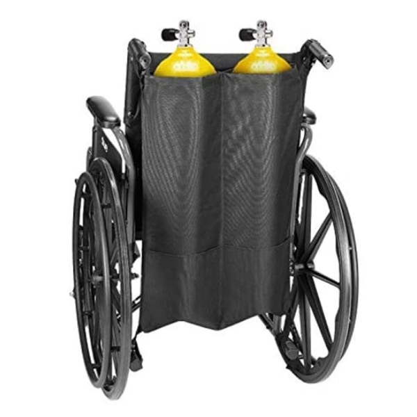 Dobbelt ilttankholder til kørestol, iltcylinderpose, med flot netopbevaringslomme Passer til D og E ilttanke, ideel gave f