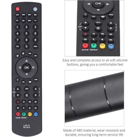 Remote Control for Toshiba LCD TV Universal Replacement Accessory Rc1910 Black (DB)