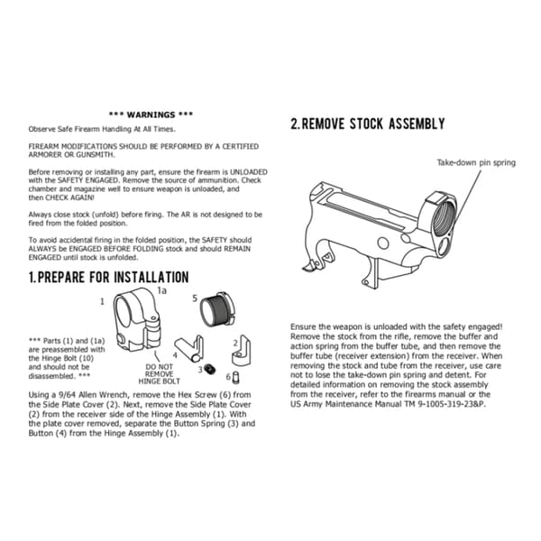 Sammenleggbar Kolbeadapter for AR-15/AR-10 - Monteringssett med Mutter i Aluminiumslegering