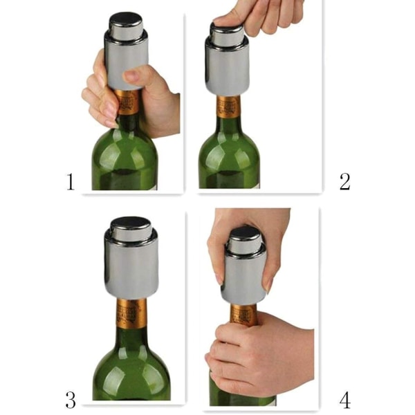 Vinpropp, gjenbrukbar gummipakning hermetisk lukking, innvendig vakuumpropp i rustfritt stål for vinflasker, for å holde vinen frisk, hjemme, ute