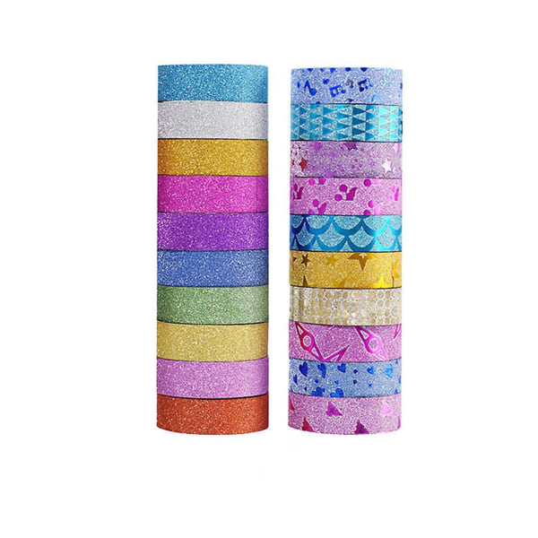 20 rullar presentset för barn självhäftande papper klistermärke Konstband Washi tejp set Washi klistermärken självhäftande papper M