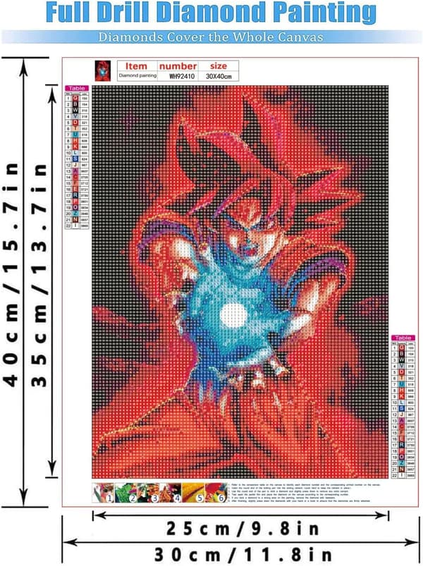 Japansk anime Super Saiya, full cirkel borrkit anime korsstygn