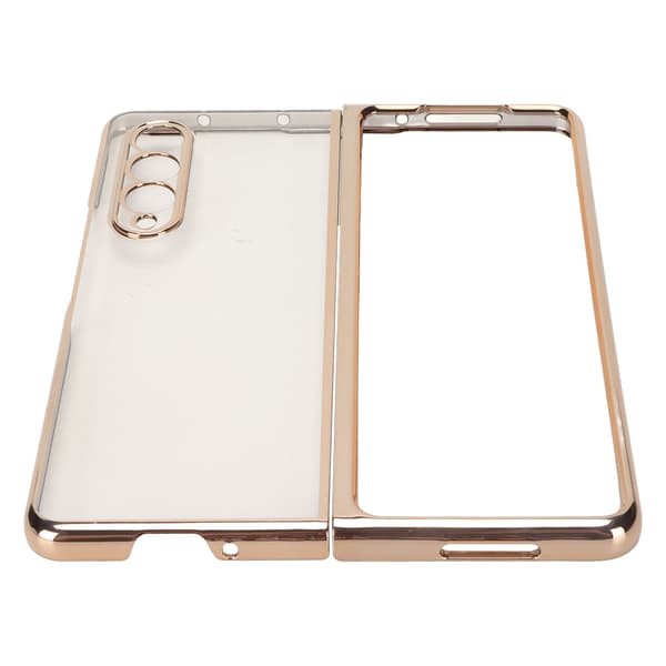 Galvanized Front and Back Phone Case, Scratch-Resistant Protective Cover for Samsung Galaxy Z Fold 3, Foldable Phone, Gold