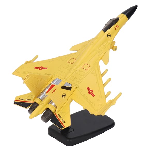 Fighter Jet Model Pull Back with Display Stand Sound Light Alloy Aircraft Model for Boys Kids Yellow