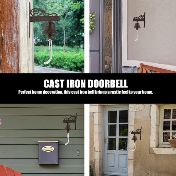 Cast Iron Rustic Style Doorbell, Wall Mounted Manual Bell for Garden, Cafe, Home Decor