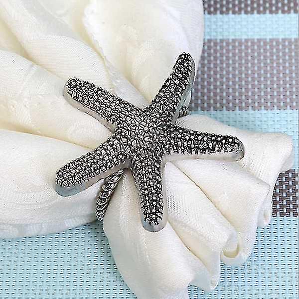12 kpl metallinen lautasliinasolki, Creative Starfish Jewelry -lautasliinasormus