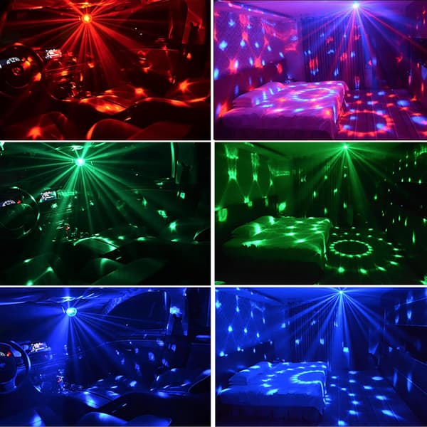 Diskokugle Lys Fest Lys DJ Disko Lys, LED Mini Farver Scenelys Lydaktiveret Automatisk, Stroboskoplys