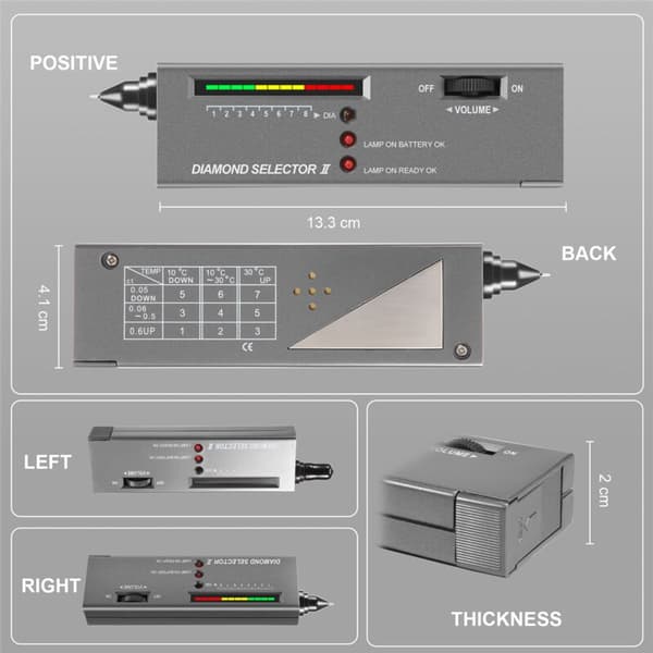 Diamond Test Pen, High-Precision Diamond Tester for + 60X Mini LED Magnifier, Professional Diamond Selector