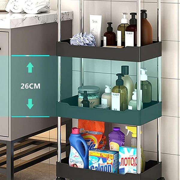 Multi-layer Rolling Storage Cart Kitchen Bathroom Organizer Shelf with Wheels 3-White