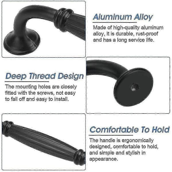 Modern Black Cabinet Handles - 10 pcs 128mm Door Handles [DB]