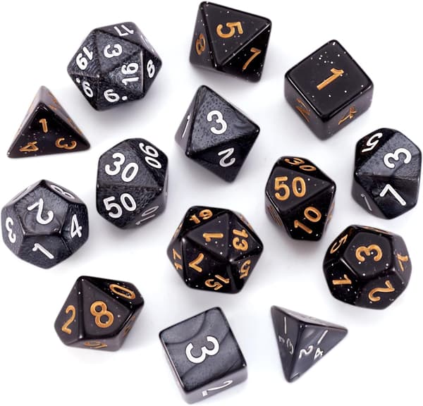 14 stk. polyhedrals terningesæt akryl 3D-spil 16-25 mm 2 farver til brætspil fest RPG MTG-spil