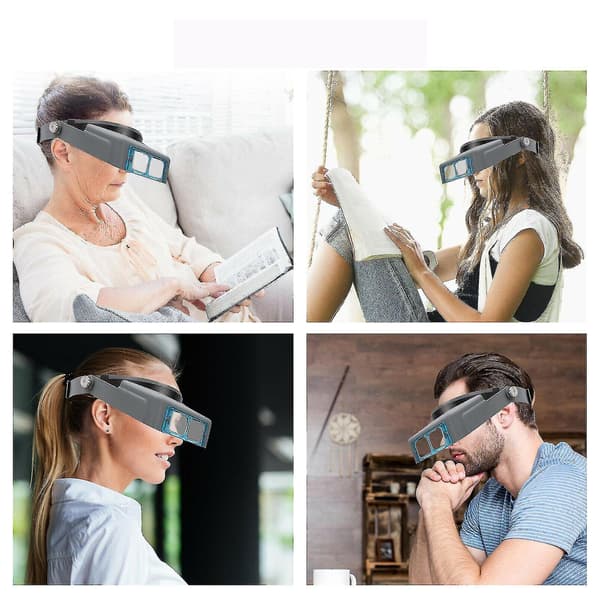 Optivisor forstørrelsesglass med hodebånd, forstørrelsesvisir med hodebånd og 4 linser