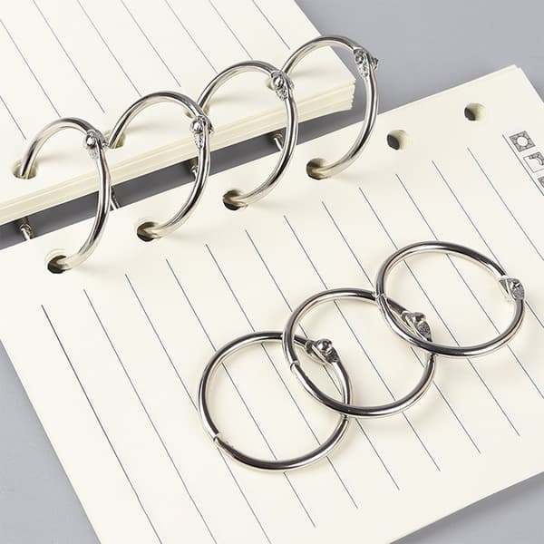 Pakke med 100 ringbind 20 mm Bogringe Løsbladsbindringe Metalbogringe Ringbind Nøgleringe til Scrapbog Album Håndværk - Sølv