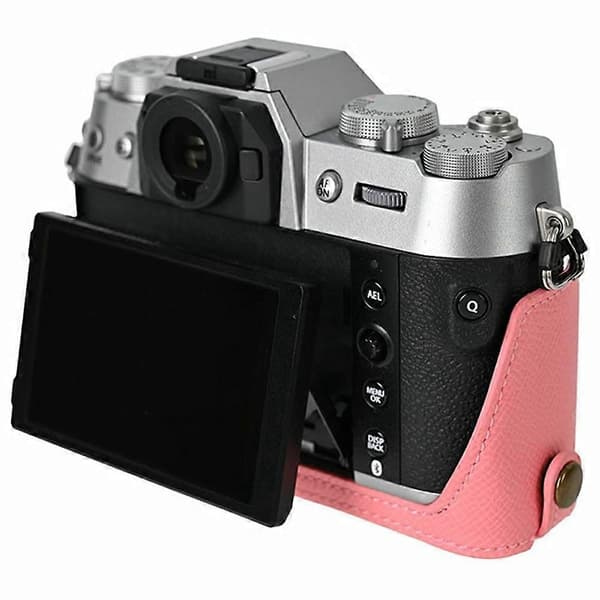 Texturerad PU-läder kameraväska för Fujifilm X-T50 med batteriöppning + rem + objektivförvaringsväska - Pi
