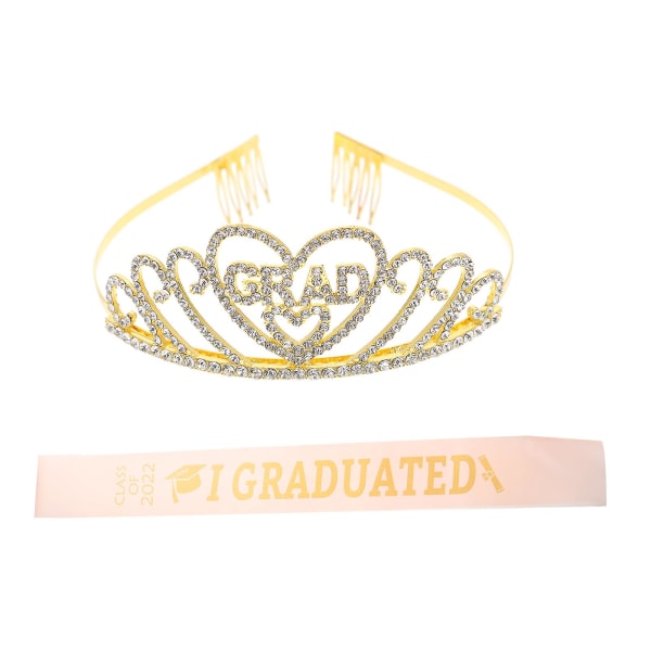 1 sæt Graduation Sash Crown Hovedbeklædning Fest Skulderbælte Krone Kostume Tilbehør Pink 160X9.5CM Pink 160X9.5CM