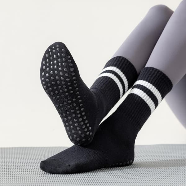 8 par lange yogastrømper til kvinder med greb, skridsikre strømper til Pilates, Barre, Dans, Yoga