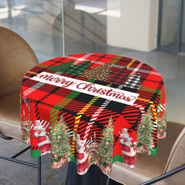 Rund Dug 60 Tommer Jul Klassisk Rutete Mote Design Dug Duks for Hjemmedekor, Fester, Piknik