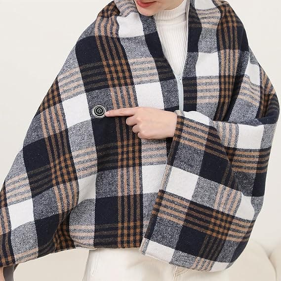 Uppvärmd scarf/sjal, 3 justerbara temperaturinställningar, USB-driven, polyestermaterial, snabb uppvärmning för både inomhus- och utomhusbruk