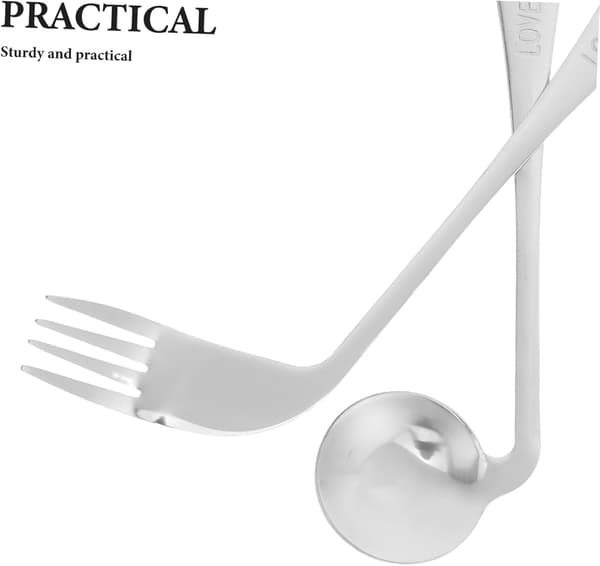 5 Sets Angled Fork Spoon Lightweight Ergonomic Fork Spoon Eating Utensils Feeding Aids Stainless Steel Angled Eating