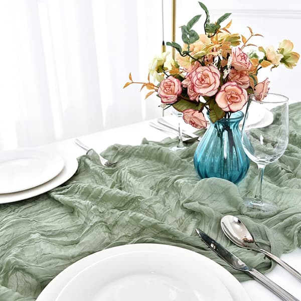 Large Boho Sheer Wedding Table Runner, Romantic Rustic Gauze Table Linen Birthday Wedding Party Decorations