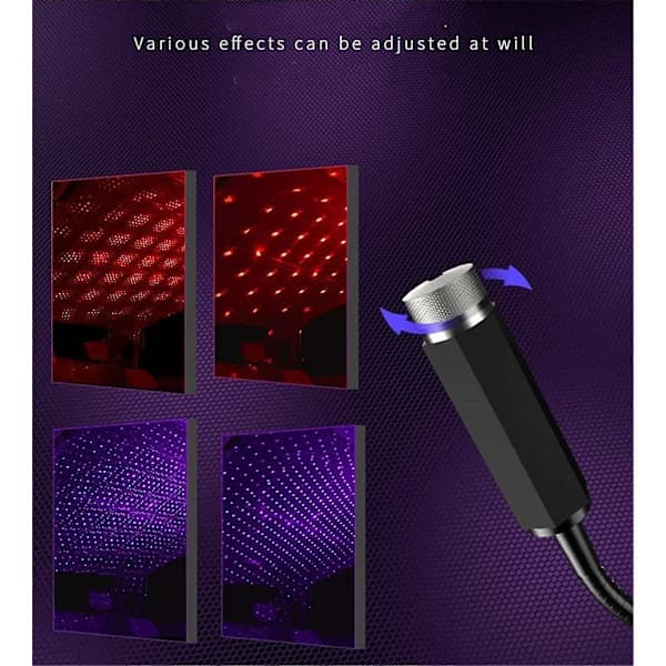 2 stk Mini LED-projeksjonslampe Stjerneklar Himmel USB, Bærbar Stjerneprojeksjonslampe Egnet for Bil, Hjemmefest