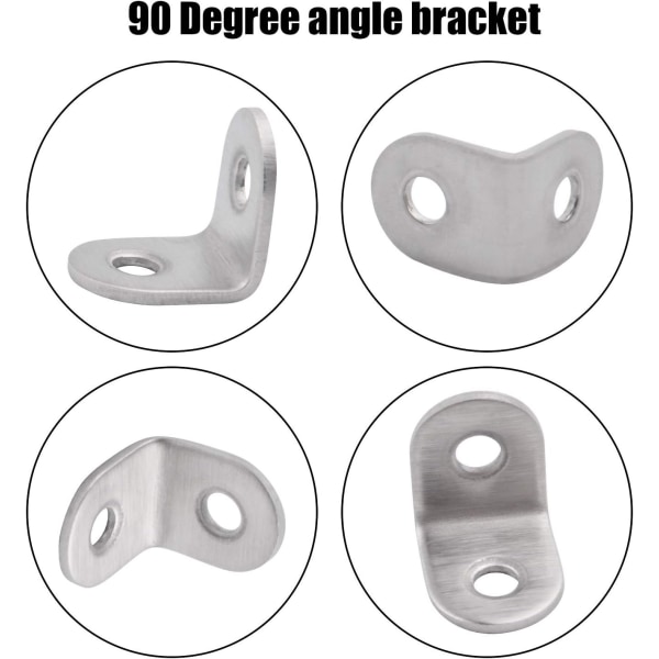 90 Graders Hjørnebeslag, 20 Stykker Høyre Vinkelbeslag Festeskruer L-Formet Hjørnebeslag Hyller, Skap - 20 x 20 mm