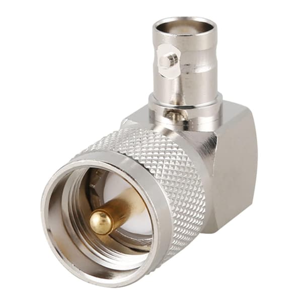 UHF PL259 -259 han til BNC hun retvinklet RF-adapterstik, sølv [DB]