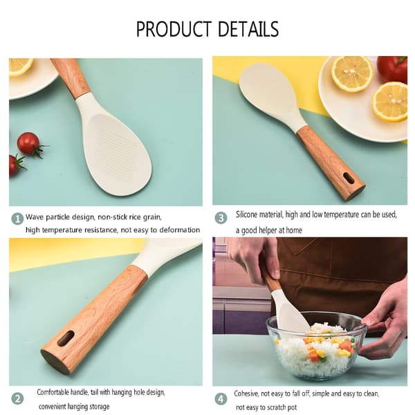 Rice spoon with stand, heat-resistant rice scoop, kitchen utensil for sushi rice, mashed potatoes (white, 2 pcs)