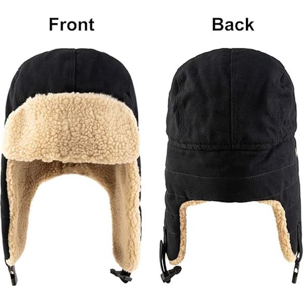 Winter Aviator Hat, Thickened Cotton with Earflaps, One Size, Black