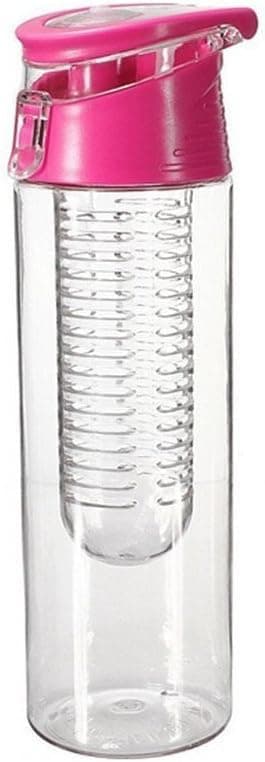 Pink Fruit Infuser Water Bottle with Fruit Infuser and Flip Top Lemon Juice Making Bottle - BPA Free (800ml)