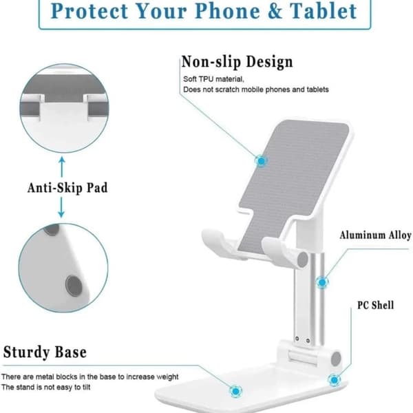 Mobile Phone Desk Stand, Foldable Desktop Holder, Suitable for Mobile Phones and Tablets, Universal Compatibility.