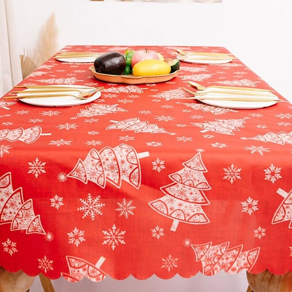 Julduk, Jultryckt Bordsduk, Rektangulär Bordsduk för kök, 142 cm x 178 cm, C