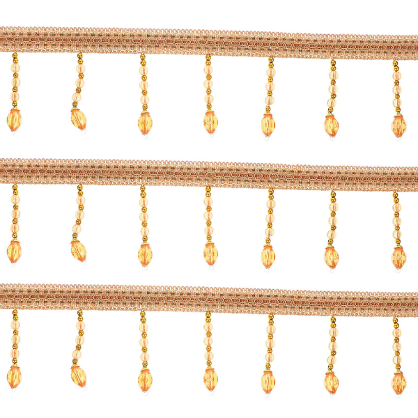 Flätade hängande pärlor Tofs Band Trimning gör-det-självsydd sömnad GardindekorBeige1200x30x1cm Beige 1200x30x1cm
