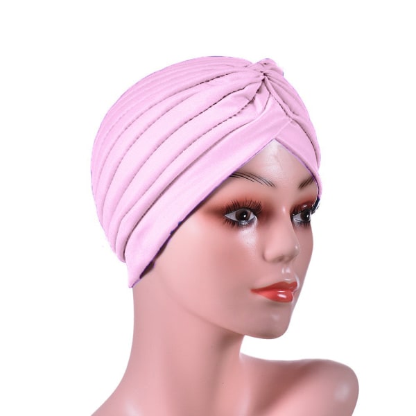 Kvinder Turban Hat Head Wraps til Damer Twist Knot Pre-Tied Bonnet Turbans for Women Pink 1pcs