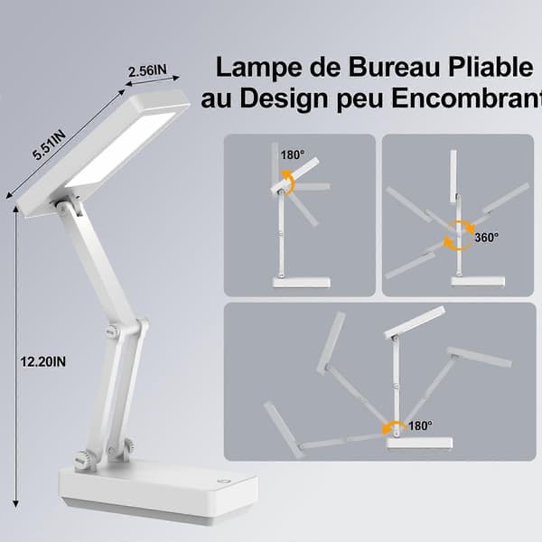 Portable and Foldable Lamp, Ultra Long-Lasting Bedside Lamp with 3 Brightness Levels and Dimmable, Dual Function for Charging and Connection