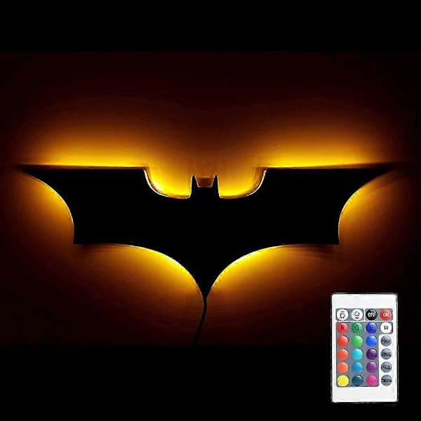 Creative 3D Bat Wall Lamp, RGB LED Decorative Night Light, Remote Control Game Room Bar Bedside Lamp Atmosphere Lamp Plug Plug Plug